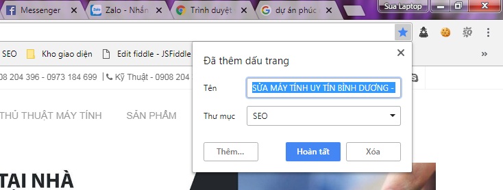 quản lý bookmark trên google chrome 1