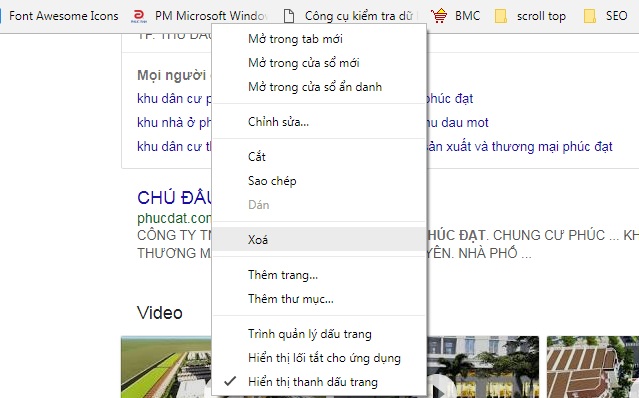 Hướng dẫn tạo Bookmark trên google chrome