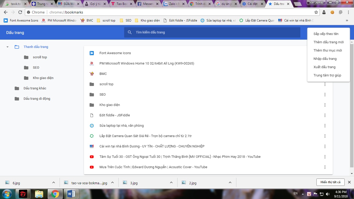 Hướng dẫn tạo Bookmark trên google chrome