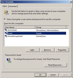 Hướng dẫn sửa lỗi không thể tắt  Password protected sharing