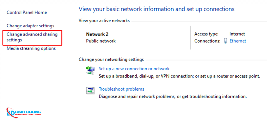 Advanced sharing setting