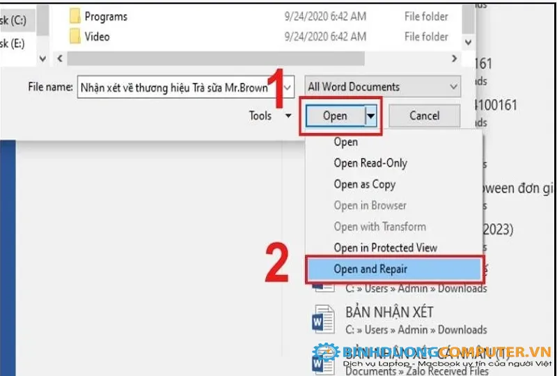 Cách khắc phục file Word bị lỗi không mở được