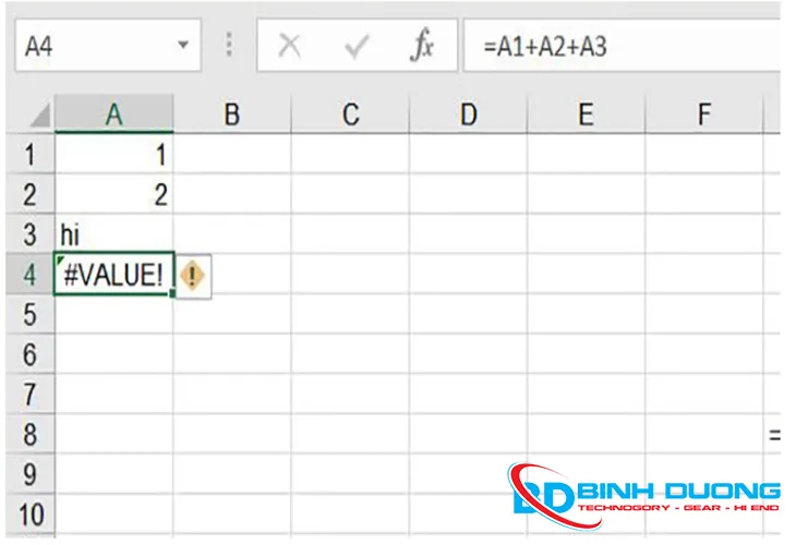 Lỗi giá trị: #VALUE!