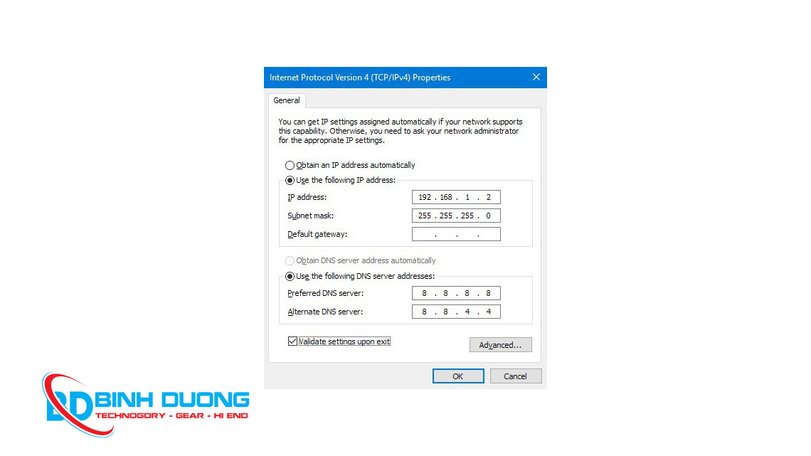 Thiết lập địa chỉ IP tĩnh (Static IP)