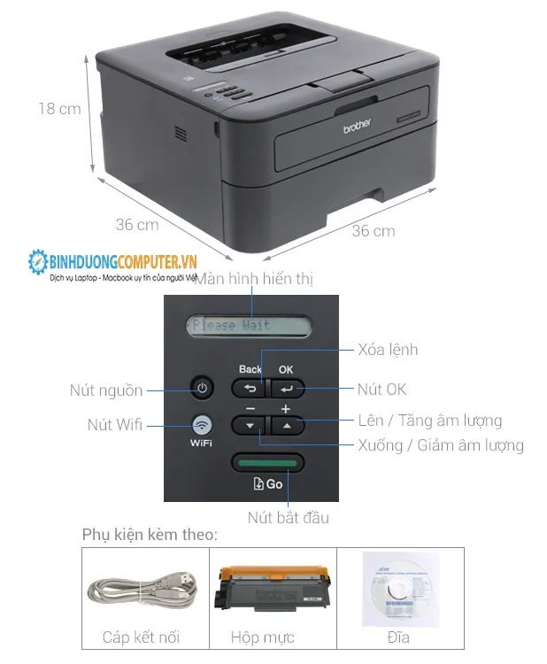 Máy in laser trắng đen Brother HL-L2366DW