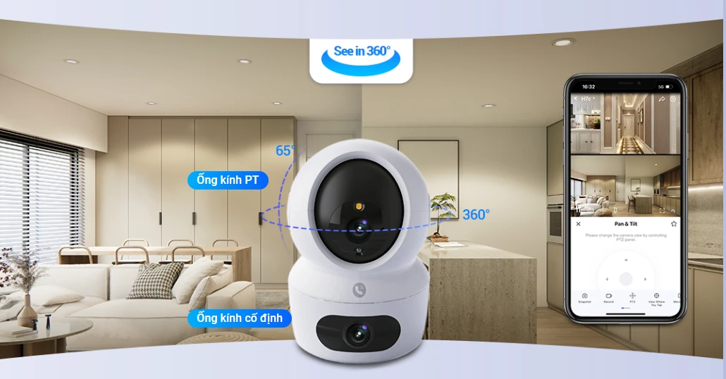 ống kính cố định, và ống kính quay 360 độ tạo độ quan sát rộng nhất