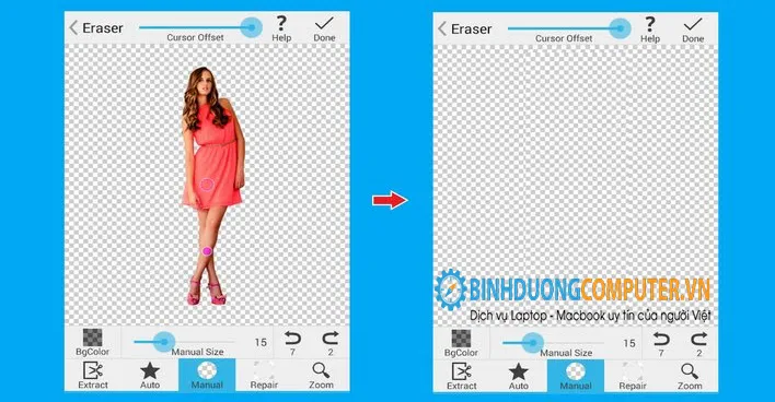 X&oacute;a ảnh bằng c&ocirc;ng cụ Manual