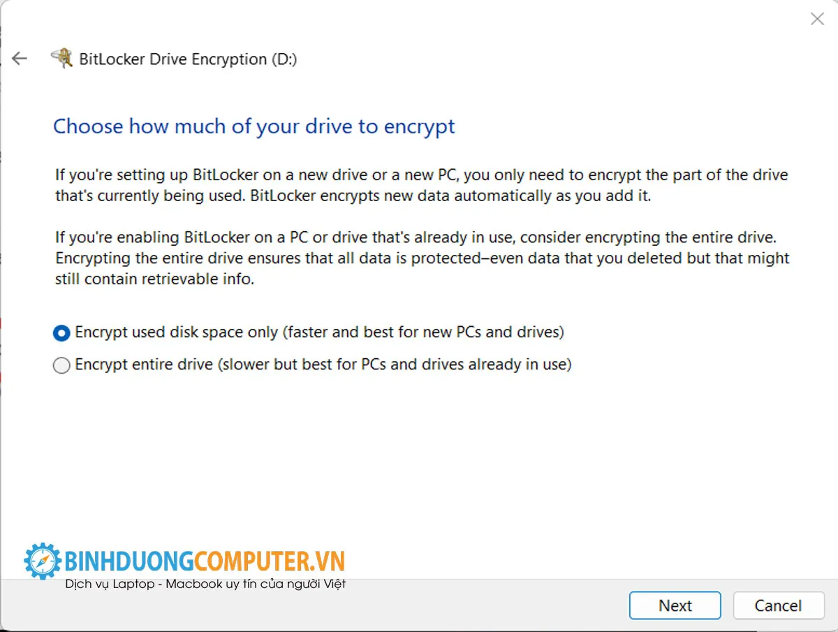 Hướng dẫn bật bitlocker