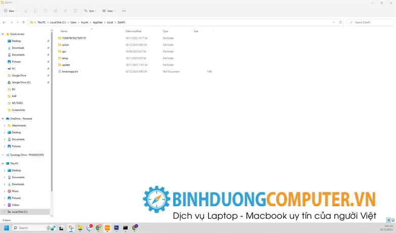 Xo&aacute; hoặc di chuyển file zalo pc