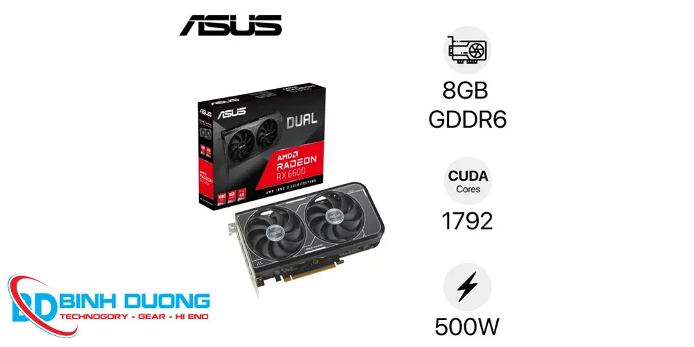 VGA ASUS RX6600 8G V3 (DUAL-RX6600-8G-V3) – Card Đồ Họa Tối Ưu Cho Game Full HD