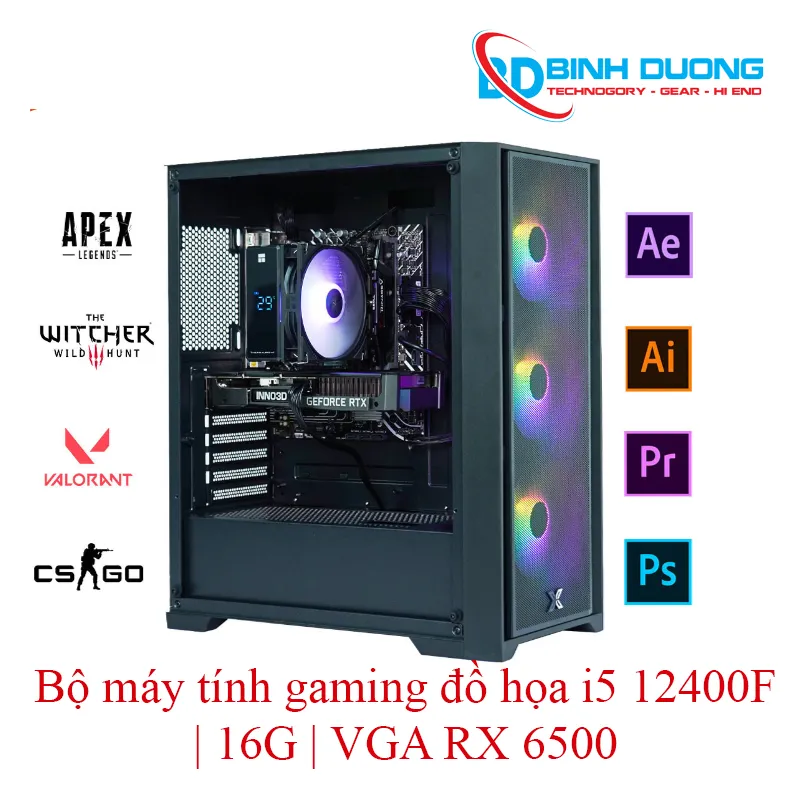 Bộ máy tính gaming đồ họa i5 12400F | 16G | VGA RX 6500