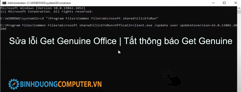 Hướng dẫn tắt Thông báo Get Genuine Office