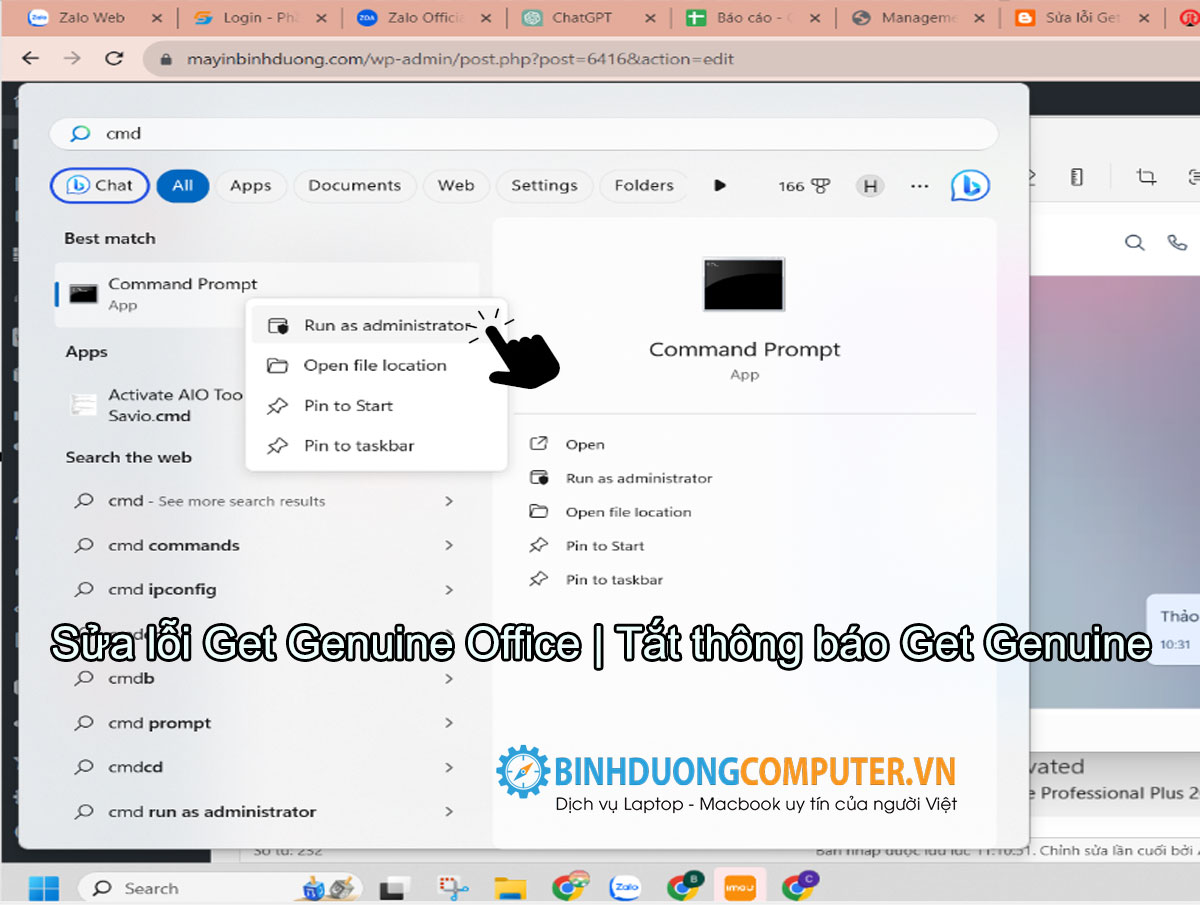 Hướng dẫn tắt Thông báo Get Genuine Office