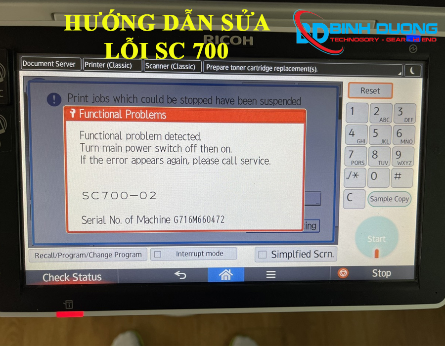 Hướng dẫn chi tiết cách khắc phục lỗi SC 700 máy Photocopy Ricoh