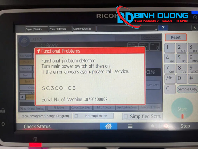 Hướng dẫn sửa lỗi SC 300 trên máy photo ricoh ?