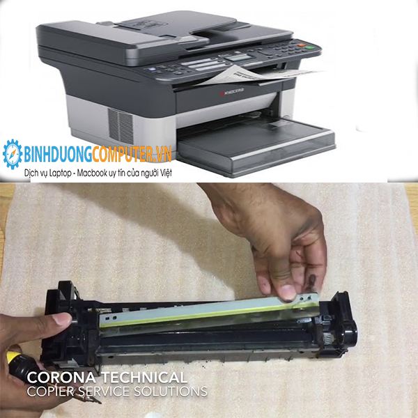 Đường kẻ tối màu của Kyocera FS-1020 - Cách vệ sinh thiết bị Corona FS1020