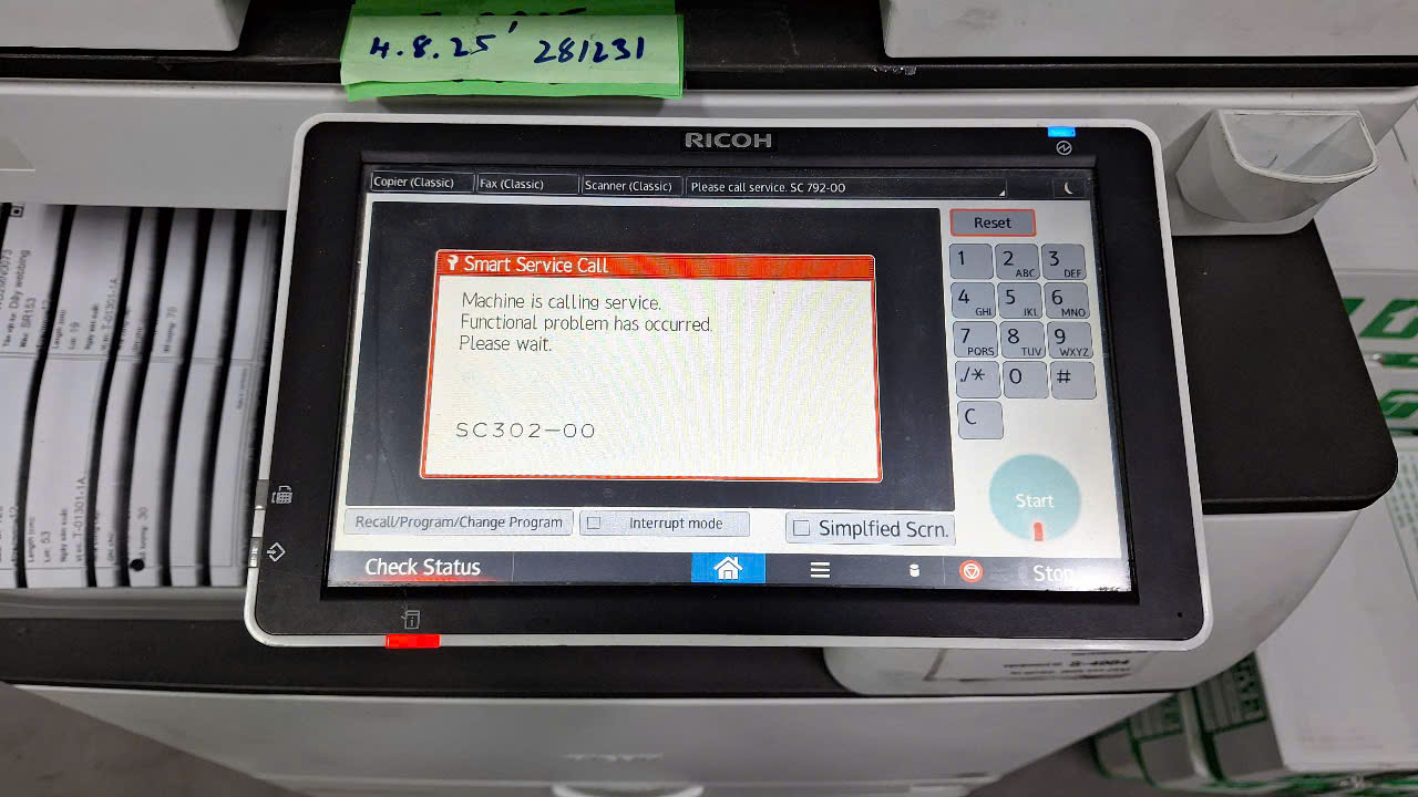 Hướng dẫn Sửa lỗi SC302-00 trên máy Photocopy ricoh