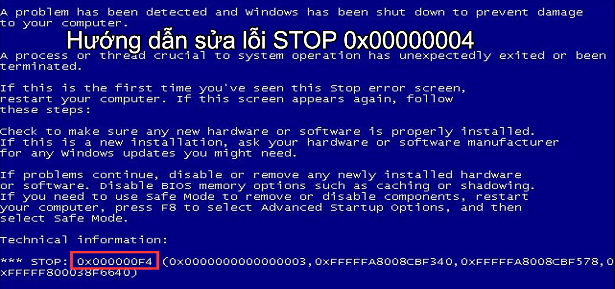Fix  lỗi STOP 0x00000004 trên Windows 