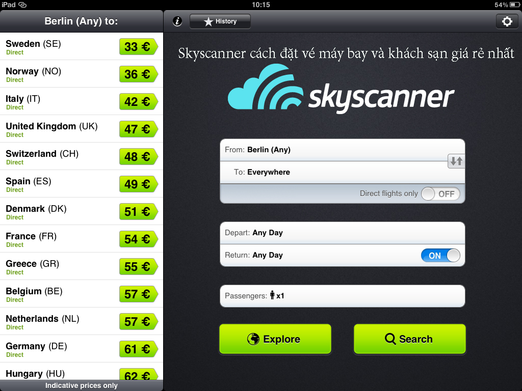 Skyscanner cách đặt vé máy bay và khách sạn giá rẻ nhất