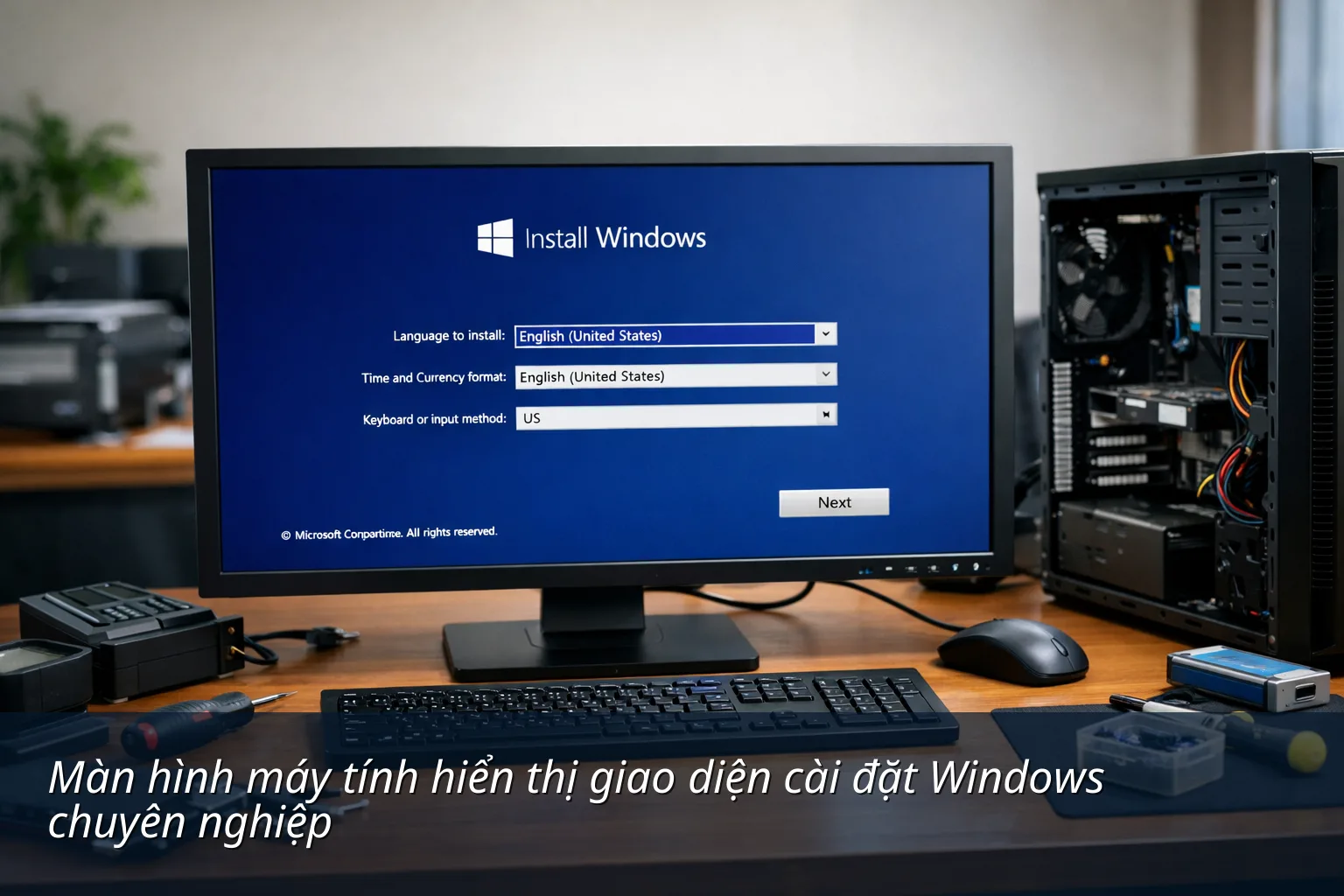 Màn hình máy tính hiển thị giao diện cài đặt Windows chuyên nghiệp - Sửa máy tính xã Hải Lộc