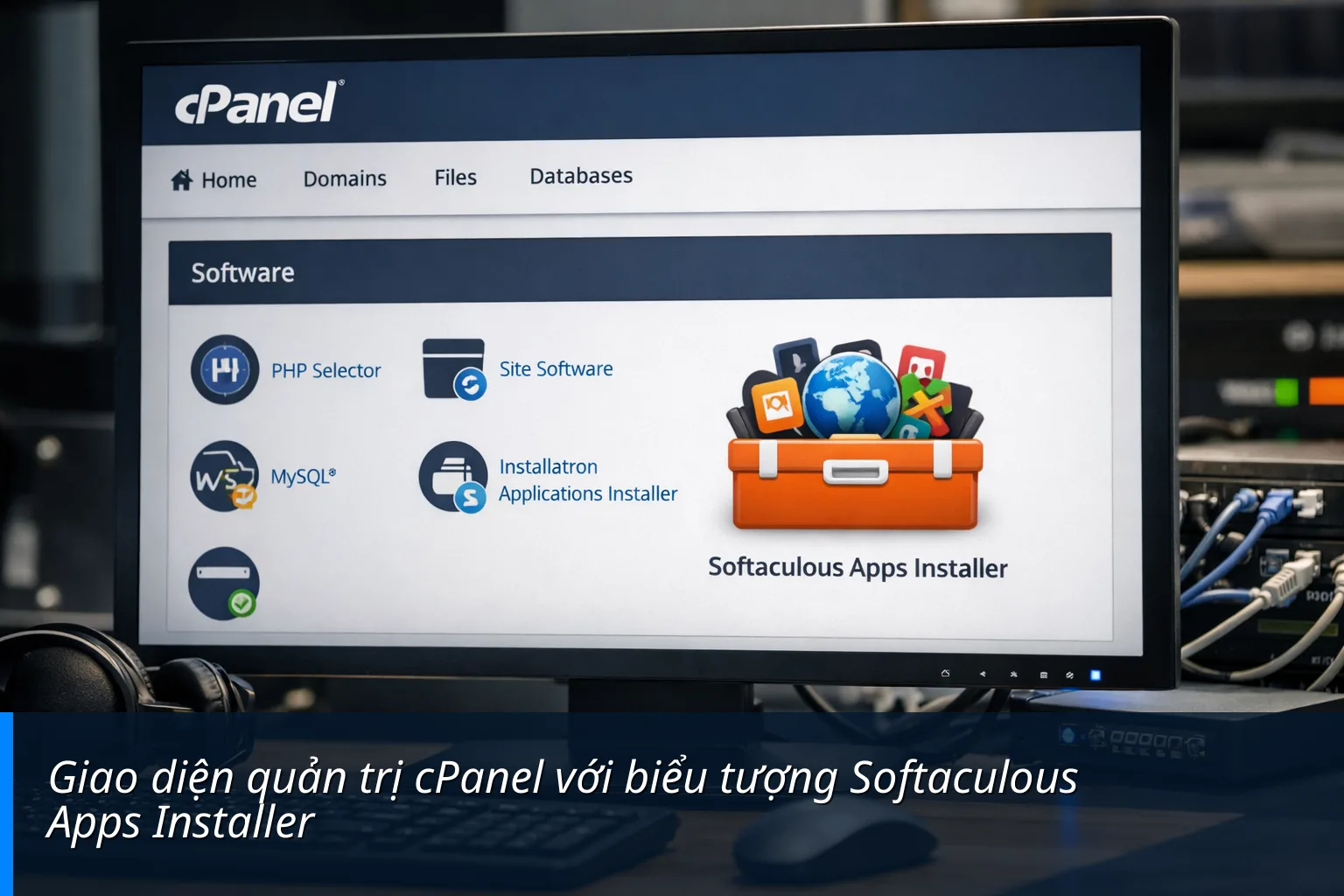 Giao diện quản trị cPanel với biểu tượng Softaculous Apps Installer - Hướng dẫn cài đặt Laravel trên cPanel bằng Softaculous