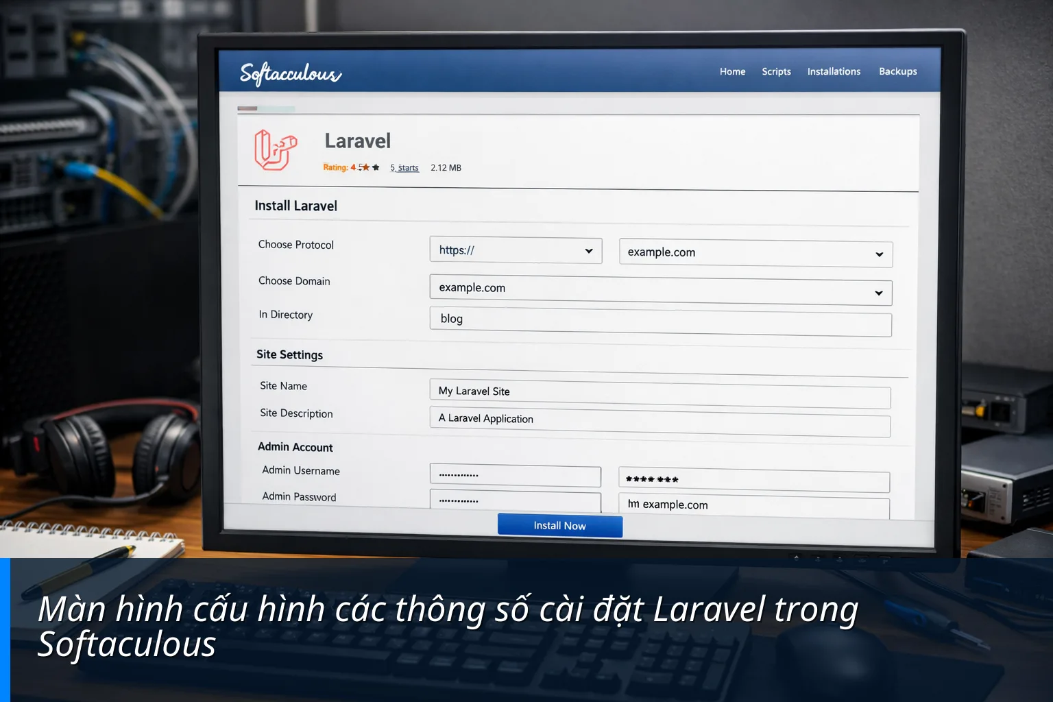 Màn hình cấu hình các thông số cài đặt Laravel trong Softaculous - Hướng dẫn cài đặt Laravel trên cPanel bằng Softaculous