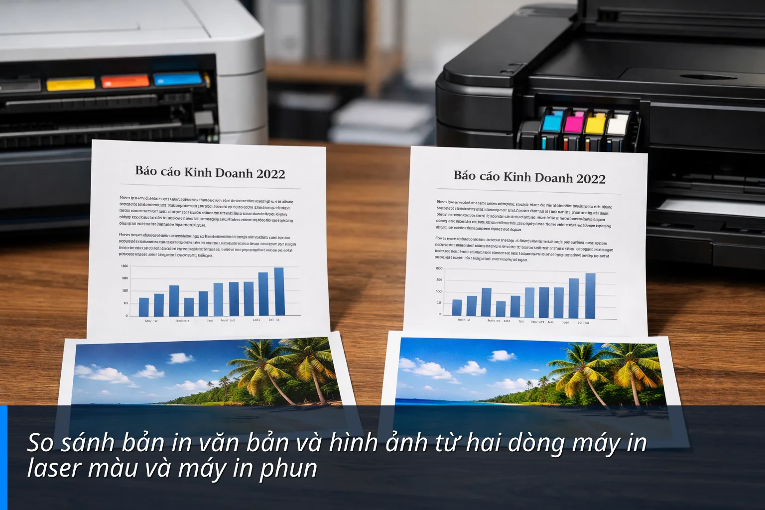 So sánh bản in văn bản và hình ảnh từ hai dòng máy in laser màu và máy in phun - So sánh giữa máy in laser màu và máy in phun
