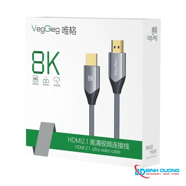 CÁP HDMI VEGGIEG V-H404 3M CHUAN 2.1 (Lõi Đồng) 8K/60HZ 4K/144HZ