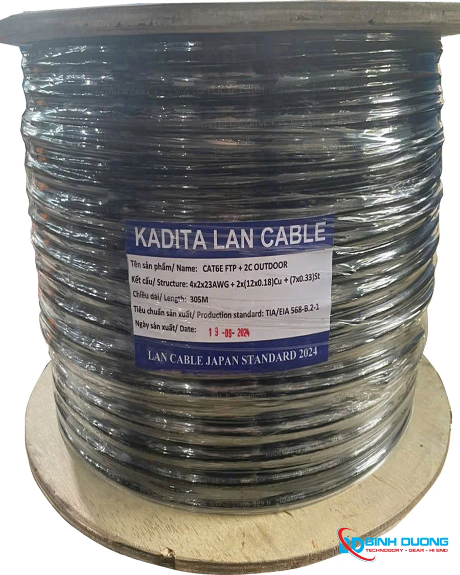 Cáp mạng KADITA Cat6 FTP chống nhiễu có thép gia cường (Cuộn 305M) - Chi tiết 2
