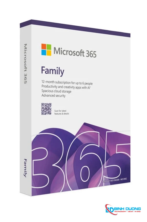 Microsoft 365 Family 1 Năm Chính Hãng Box Không Đĩa