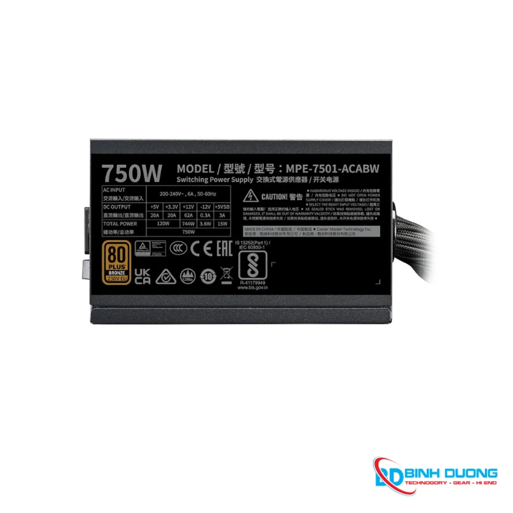 Nguồn máy tính Cooler master MWE BRONZE 750 V3 230V A/EU CABLE 750W ATX 3.1 - Chi tiết 3