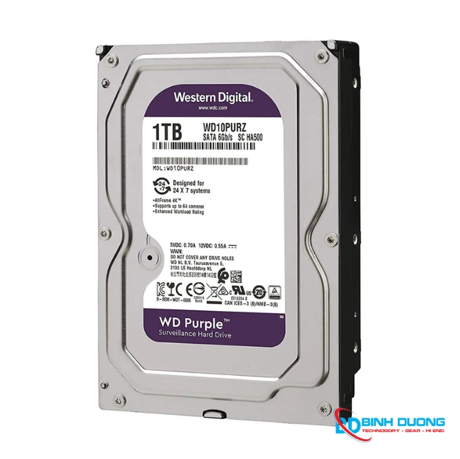 Ổ cứng HDD Western Digital Purple 1TB 3.5" SATA 3 - WD10PURZ - Chi tiết 2
