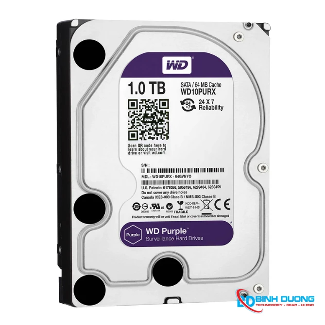 Ổ cứng HDD Western Digital Purple 1TB 3.5" SATA 3 - WD10PURZ - Chi tiết 3