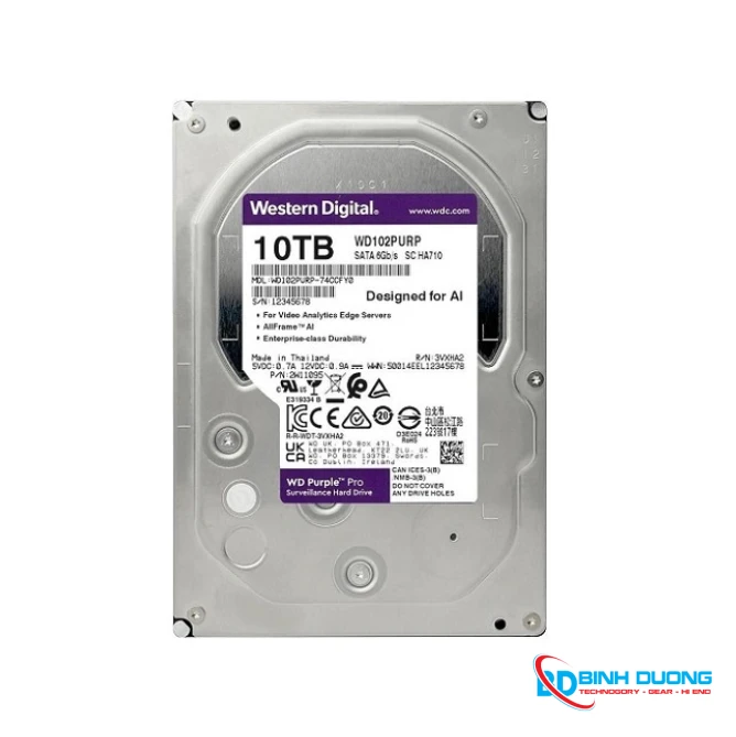 Ổ Cứng Western Digital Purple Pro 10TB 3.5 inch SATA 3 512MB Cache 7200RPM WD102PURP - HDD-WD102PURP chính hãng