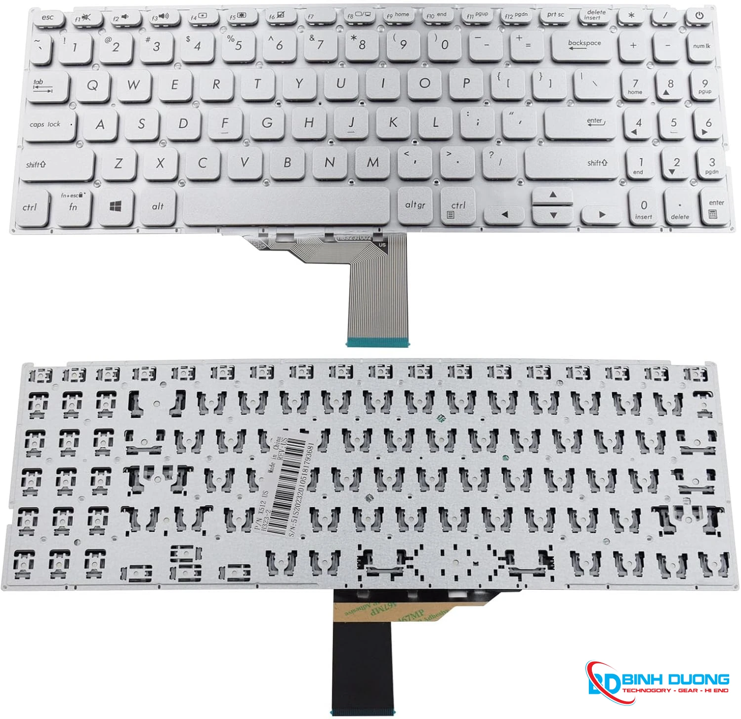 Thay Bàn Phím Laptop Asus Vivobook 15 A512 A512F X512 X512FA X512DA F512 - Bạc