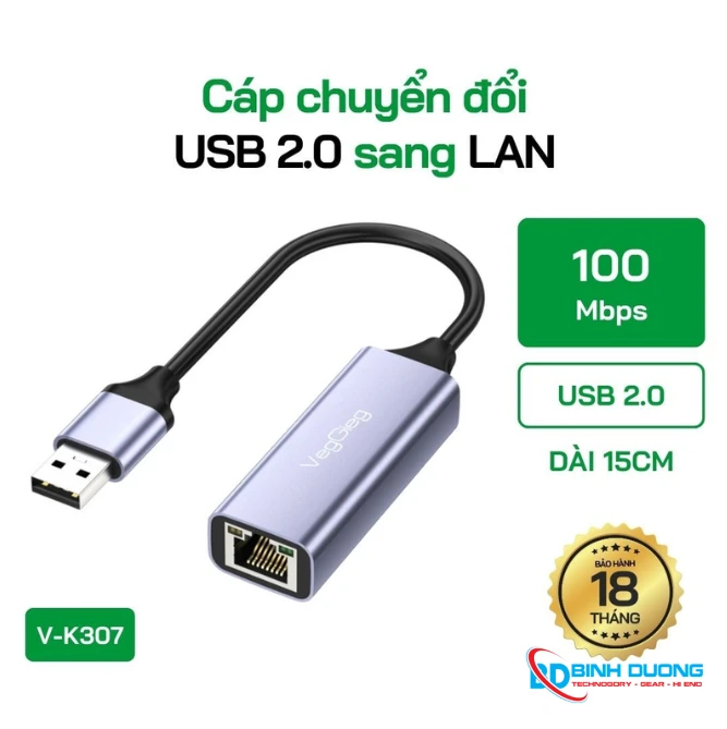 USB 2.0 RA LAN VEGGIEG V-K307 100MB (USB TO LAN) - Chi tiết 3