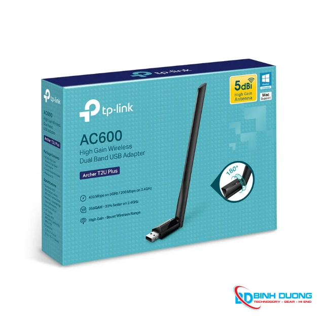 USB THU WIFI TP-LINK ARCHER T2U PLUS AC600 ( BĂNG TẦNG KÉP CÓ ĂNGTEN )