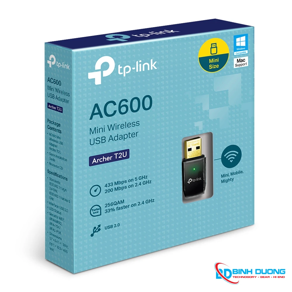 Usb Wifi TP-Link Acher T2U (Card Wifi 0 râu 2 băng tần 5GHZ + 2.4GHZ)