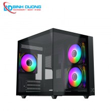 Case Xigmatek Aqua M Lite 3GF EN44144 ( MATX, 3 Fan RGB, Case Bể Cá Màu Đen)